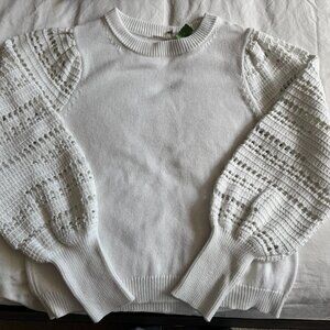 Elie Tahari White Cotton Crochet Sweater